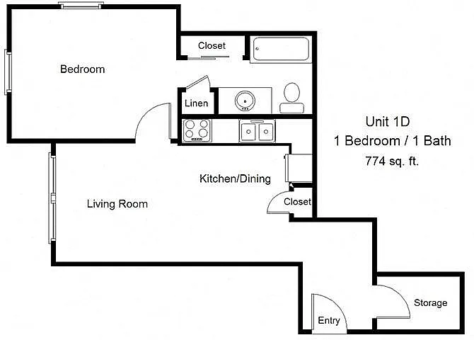 Floor plan One Bedroom - D