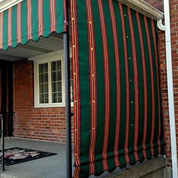 Front porch with awnings.
