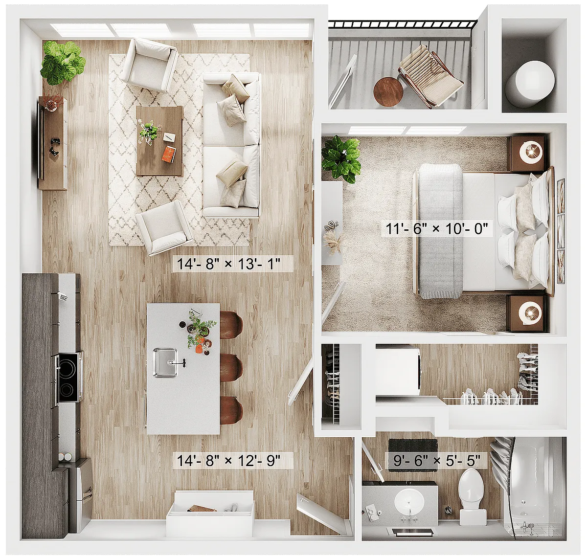 Floor plan 1BR/1BA - A1