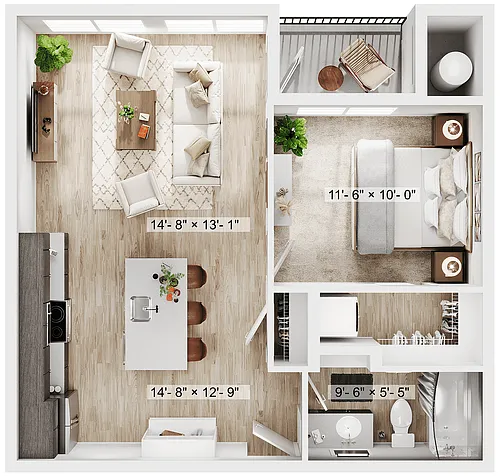 Floor plan 1BR/1BA - A1