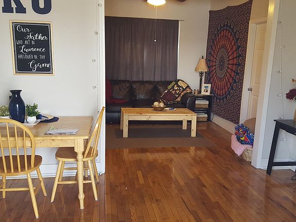 View from the front door into dining area and living room
