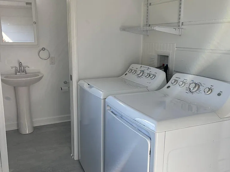 Laundry room and half bath.