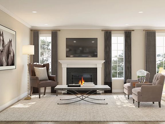 Great room with fireplace-Artist Rendering