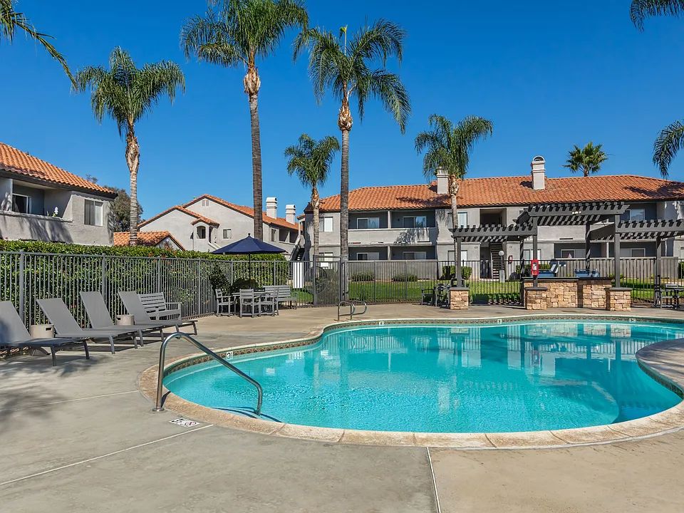 Sedona Apartments in Moreno Valley features a renovated pool deck with stylish lounge chairsperfect for relaxing and soaking up the sun.