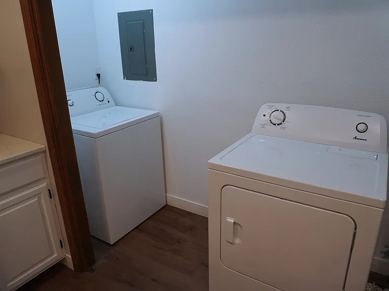 Enjoy the convenience of an in-unit washer and dryer, fully functional and provided for tenants.