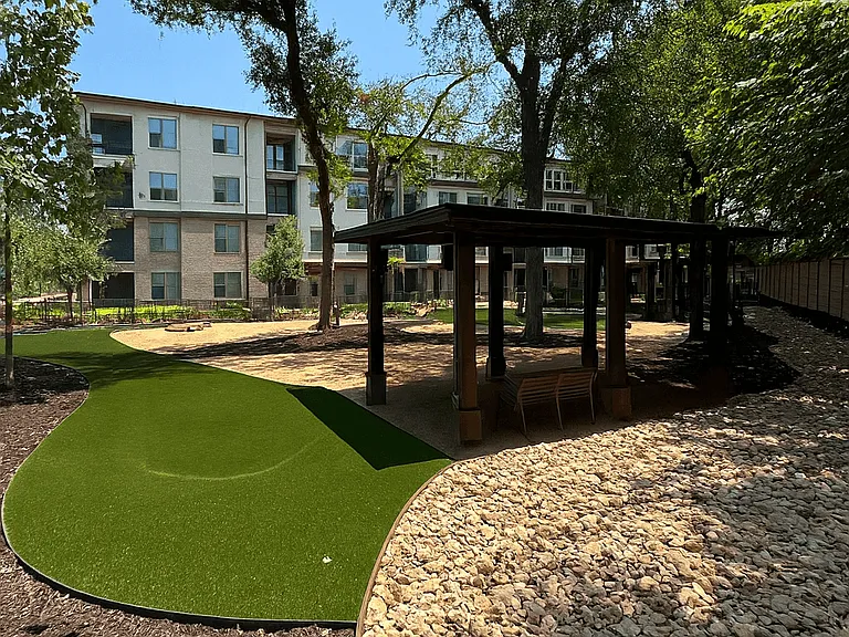 Private Pet Park with Play Stations, Comfort Areas, and Bench Seating