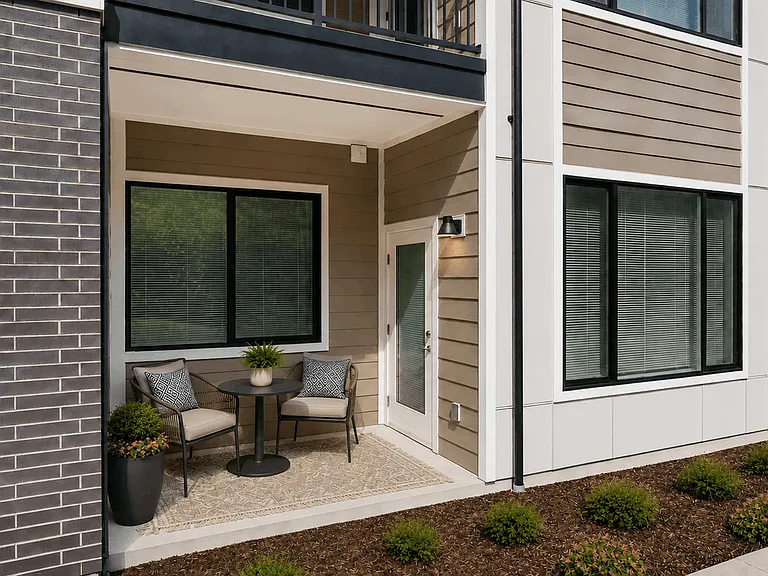 Private patio perfect for outdoor relaxation at 27 West Apartments.