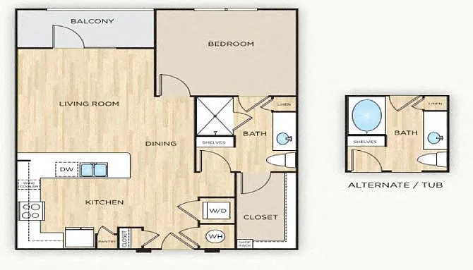 Floor plan The Monroe (1x1)