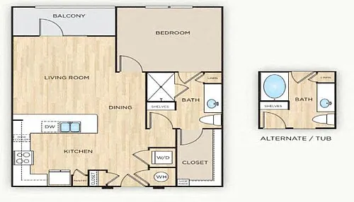 Floor plan The Monroe (1x1)