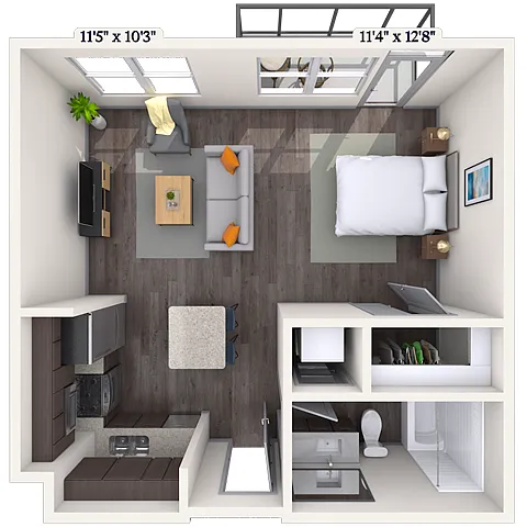 Floor plan Studio 0x1 552 SF-FP