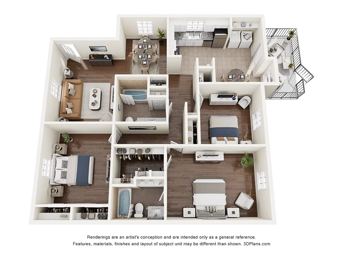 Floor plan 3 Bedroom, 2 Bath