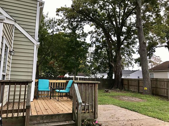 Backyard has lots of shade from mature oak trees that were professionally trimmed last year.