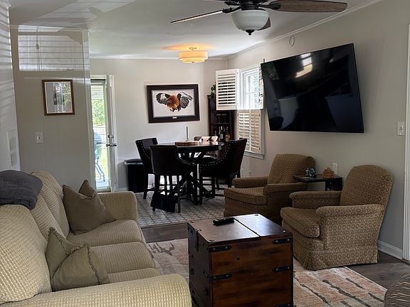 Cozy living space with large Smart TV