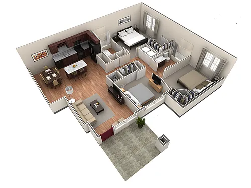 Floor plan 3 BR Grand Courtyard Garage