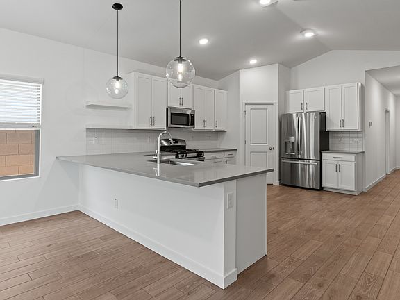 Kitchen with floating shelves