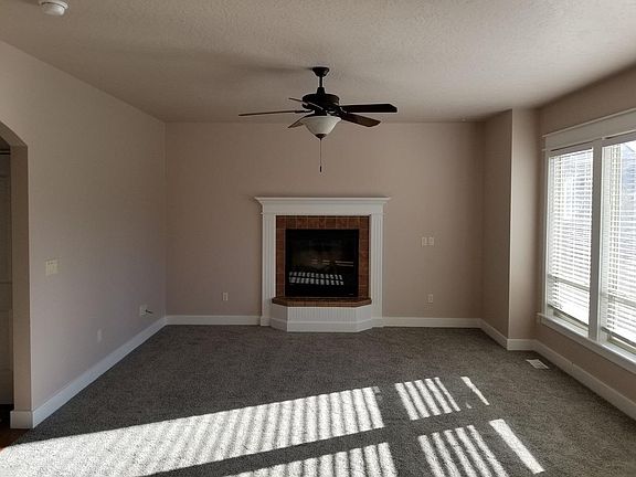 Spacious Living Room with gas fireplace
