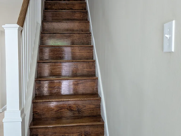 Natural wood stairway