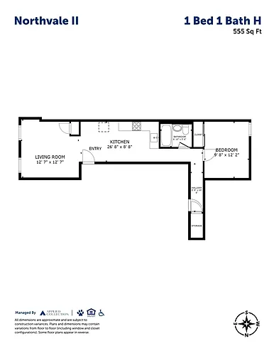 Floor plan 1 Bed 1 Bath H