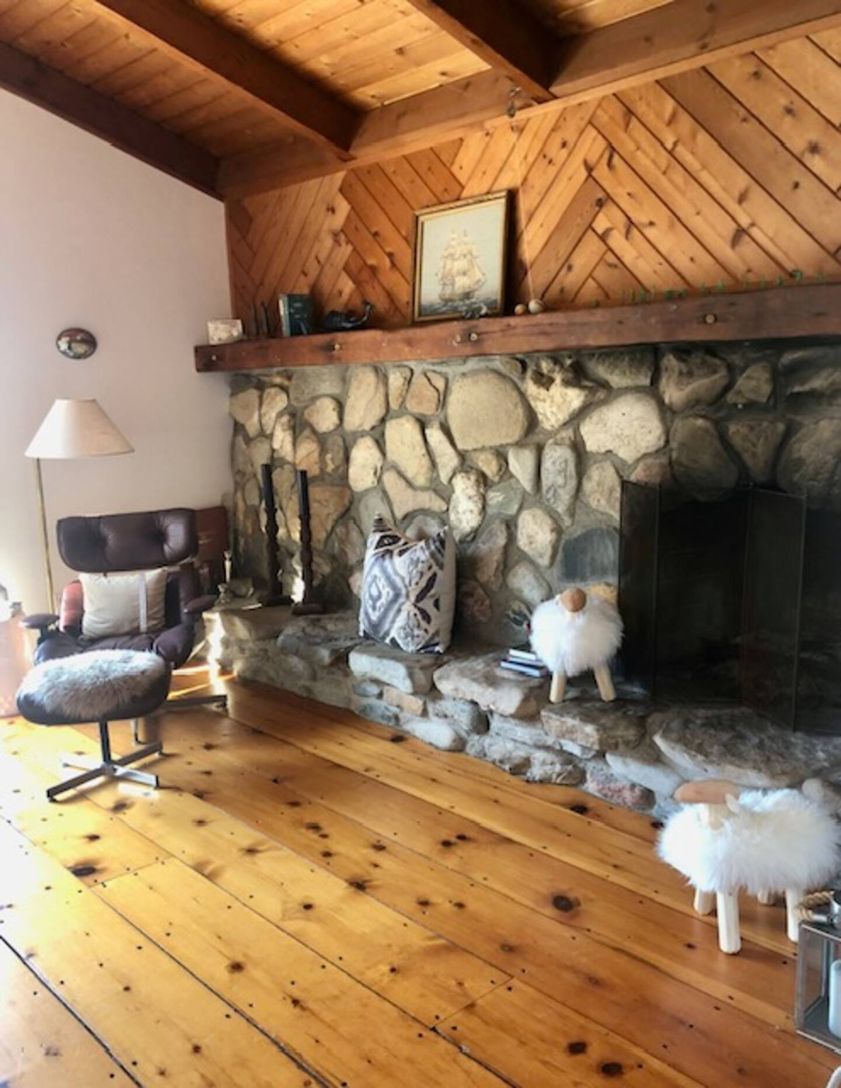 beach stone fireplace