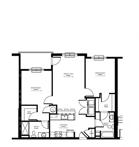 Floor plan 2 Bed/2 Bath-B-4 Phase IV