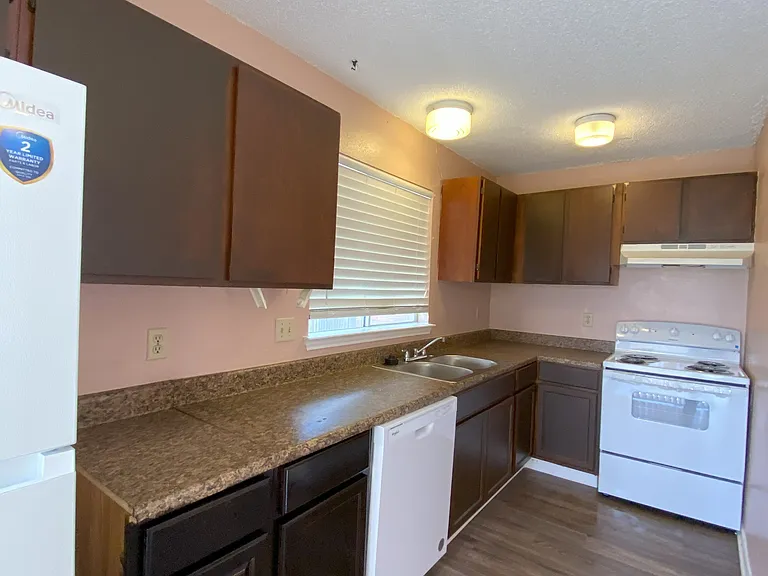 Kitchen, cabinets, and appliances