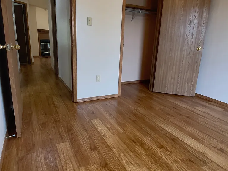 View from inside this 1st Bedroom at the end of the hallway, with it's large Closet that extends into both sides of the wall :)