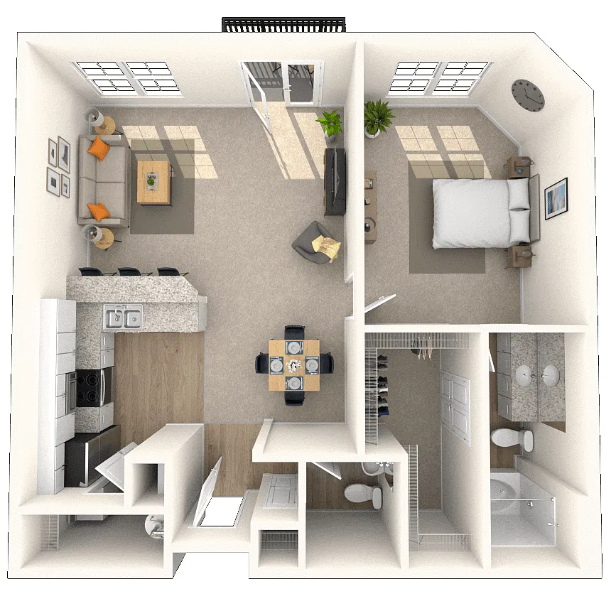 Floor plan Traditional 1x1.5 862-1054 SF