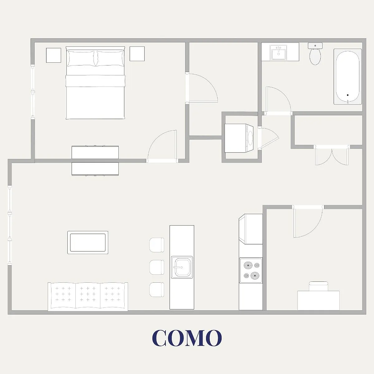 Floor plan Como 1Bedroom 1 Den