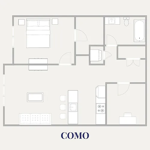 Floor plan Como 1Bedroom 1 Den