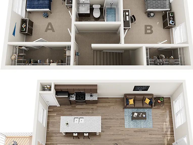 The Collective at Lawrence 2x2.5 Townhome Floor Plan The Collective at Lawrence 2x2.5 Townhome Floor Plan