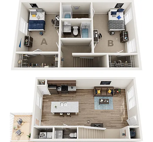 Floor plan 2x2.5 Townhome