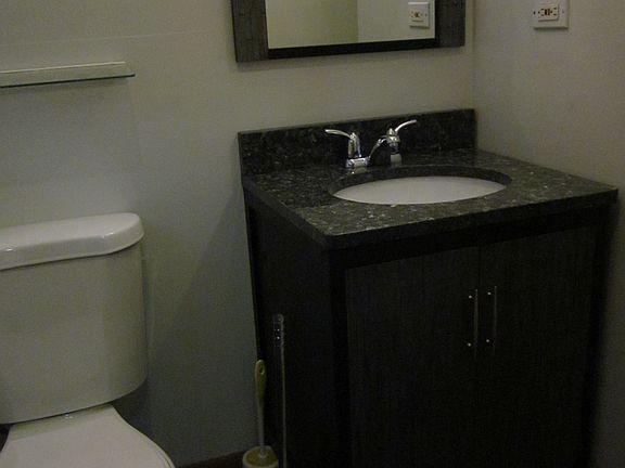 New vanity, mirror & toilet