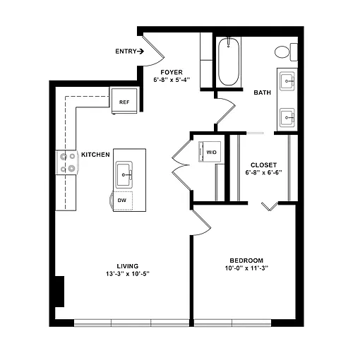 Floor plan 1 Bed/1 Bath-C