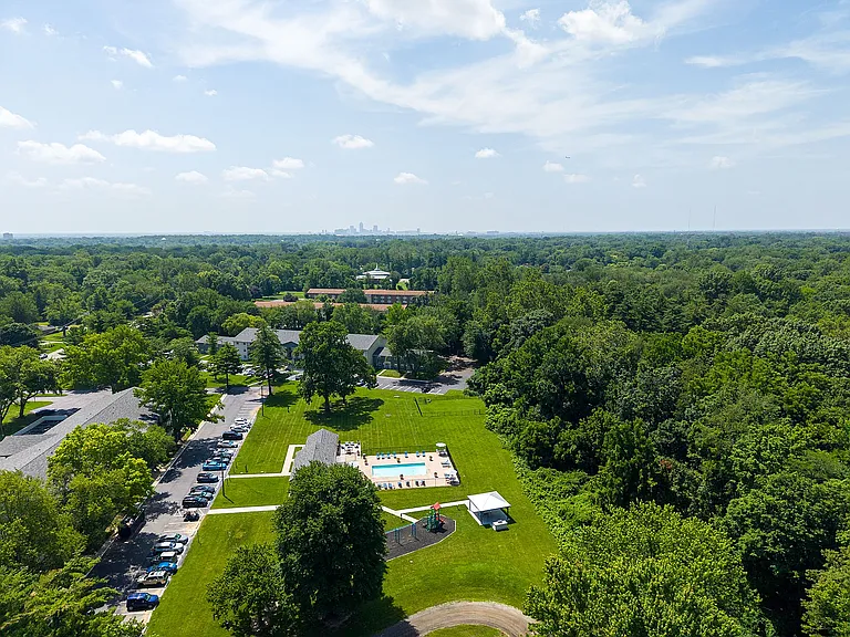 Aerial view of the community & pool