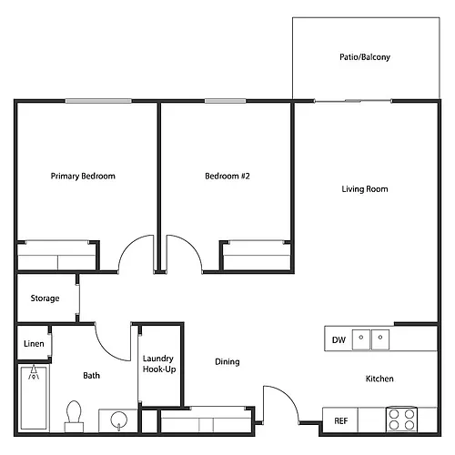 Floor plan 2 BED 1 BATH
