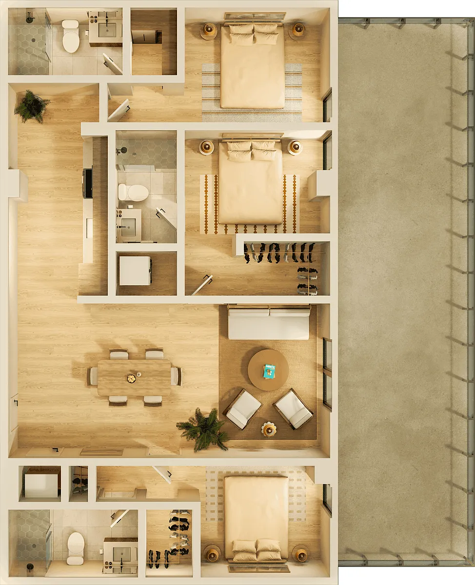 Floor plan 3 bed, 3 bath floorplan