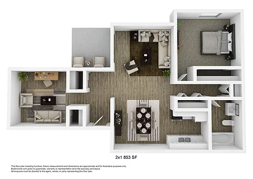 Floor plan Two Bedroom One bath