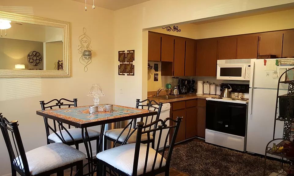 Kitchen and dining room.