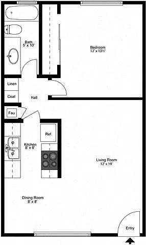 Floor plan 1 Bedroom 1 Bath