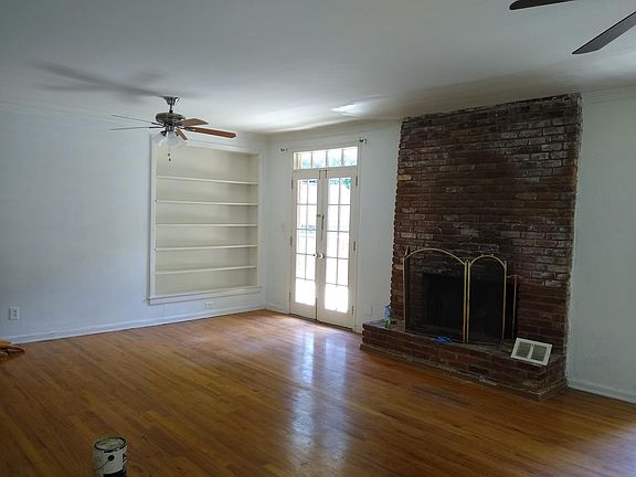Open living room and fireplace