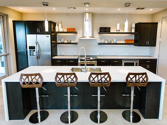 Social Room with Kitchen and Fireplace