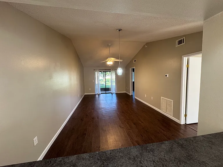 Dinning and Living space with vaulted ceiling