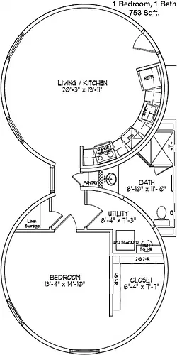 Floor plan 1 bed, 1 bath