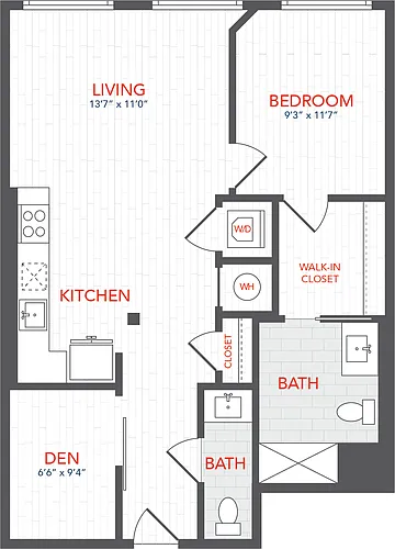 Floor plan LOFTS 1 Bed Den H