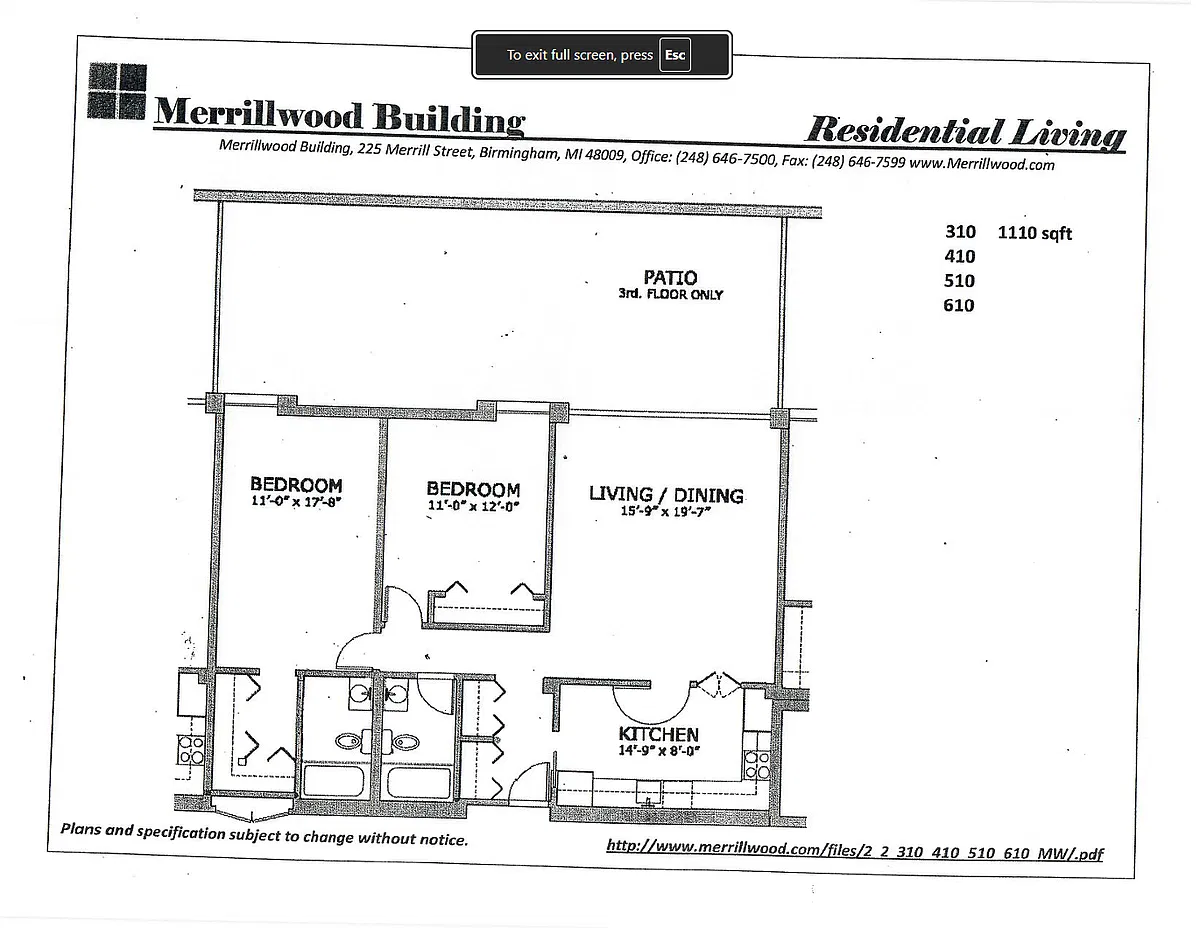 Floor plan 2 Bed 2 Bath