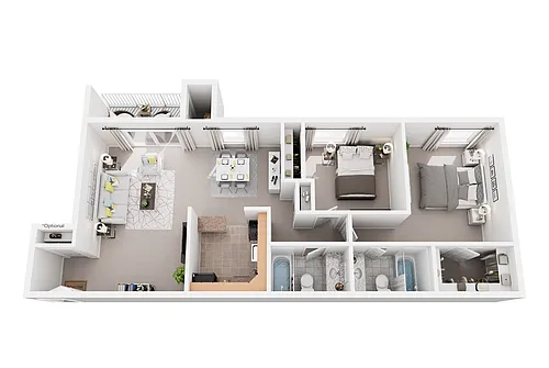 Floor plan 2 Bedroom Deluxe 2 Bath