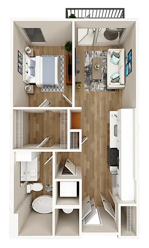 Floor plan 1 Bed 1 Bath Small