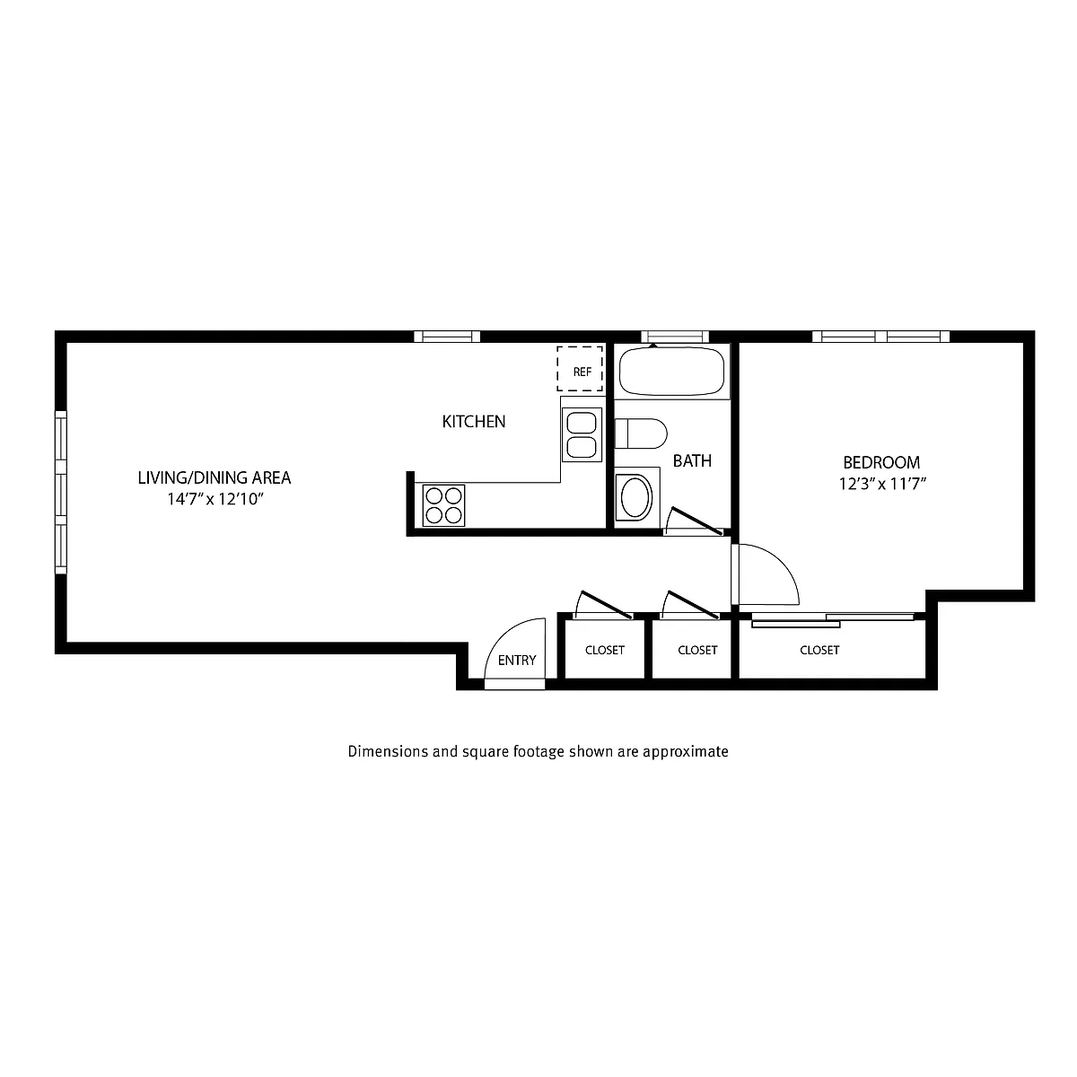 Floor plan 1 Bedroom / 1 Bath