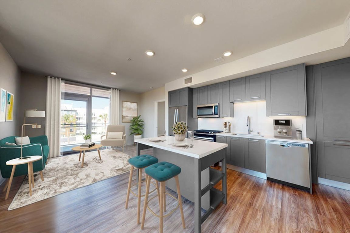 Gourmet kitchens with chefs-island with storage, stainless steel appliances and gas cooking