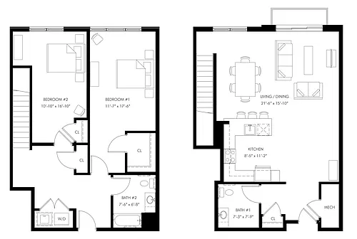 Floor plan B9 - Two-Story Duplex